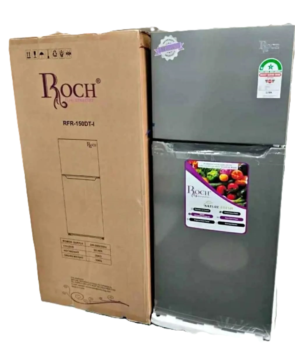 Roch RFR-210-DT-I 2-Door Refrigerator – 168 Litres, Energy Efficient, Frost-Free, Silver Finish. A compact, high-performance fridge designed for homes and small offices.