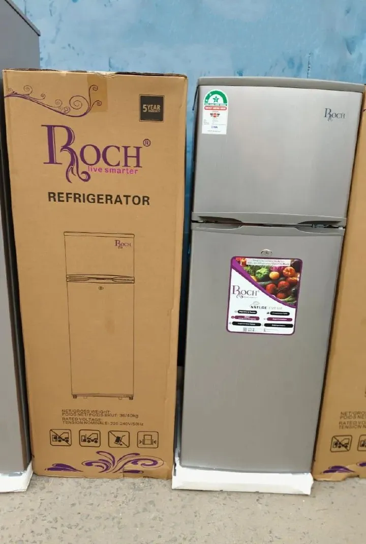 Roch RFR-210-DT-I 2-Door Refrigerator – 168 Litres, Energy Efficient, Frost-Free, Silver Finish. A compact, high-performance fridge designed for homes and small offices.