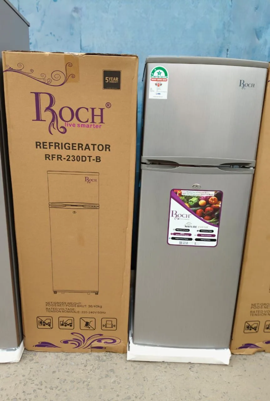Roch RFR-210-DT-I 2-Door Refrigerator – 168 Litres, Energy Efficient, Frost-Free, Silver Finish. A compact, high-performance fridge designed for homes and small offices.