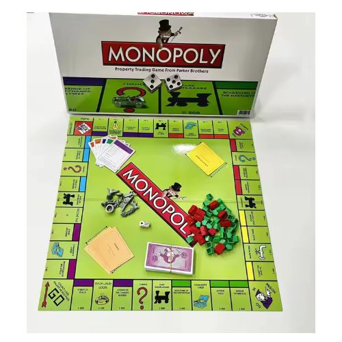 2-in-1 Monopoly & Scrabble Board Game – Classic Family Strategy & Word Game Set. Combines money strategy and word-building fun, making it perfect for family game nights, schools, and social gathering.