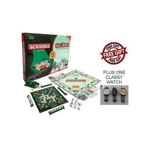 2-in-1 Monopoly & Scrabble Board Game – Classic Family Strategy & Word Game Set. Combines money strategy and word-building fun, making it perfect for family game nights, schools, and social gathering.