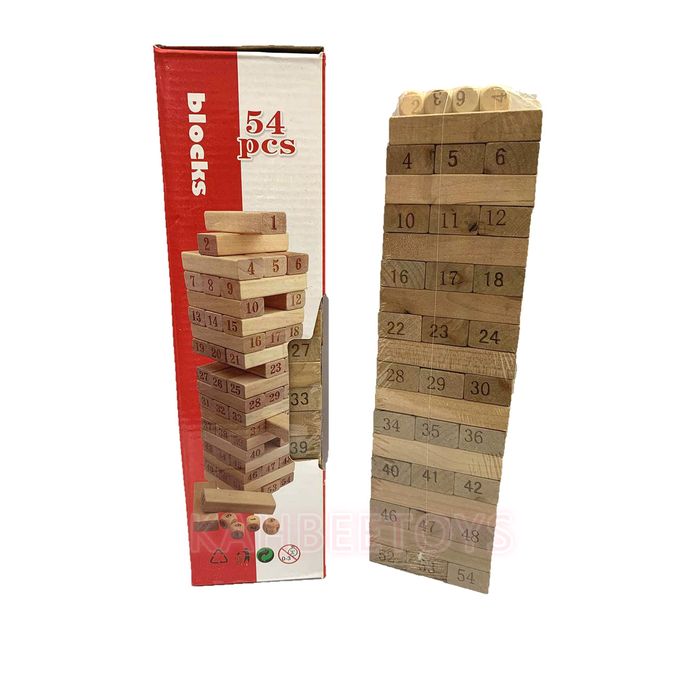 54 Pieces Jenga Wooden Blocks – Classic Stacking & Balancing Game for Family & Kids. A classic wooden stacking game that delivers fun, focus, and excitement for kids and adults alike.