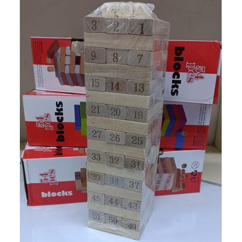 54 Pieces Jenga Wooden Blocks – Classic Stacking & Balancing Game for Family & Kids. A classic wooden stacking game that delivers fun, focus, and excitement for kids and adults alike.