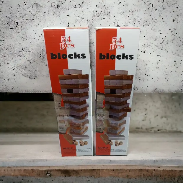 54 Pieces Jenga Wooden Blocks – Classic Stacking & Balancing Game for Family & Kids. A classic wooden stacking game that delivers fun, focus, and excitement for kids and adults alike.