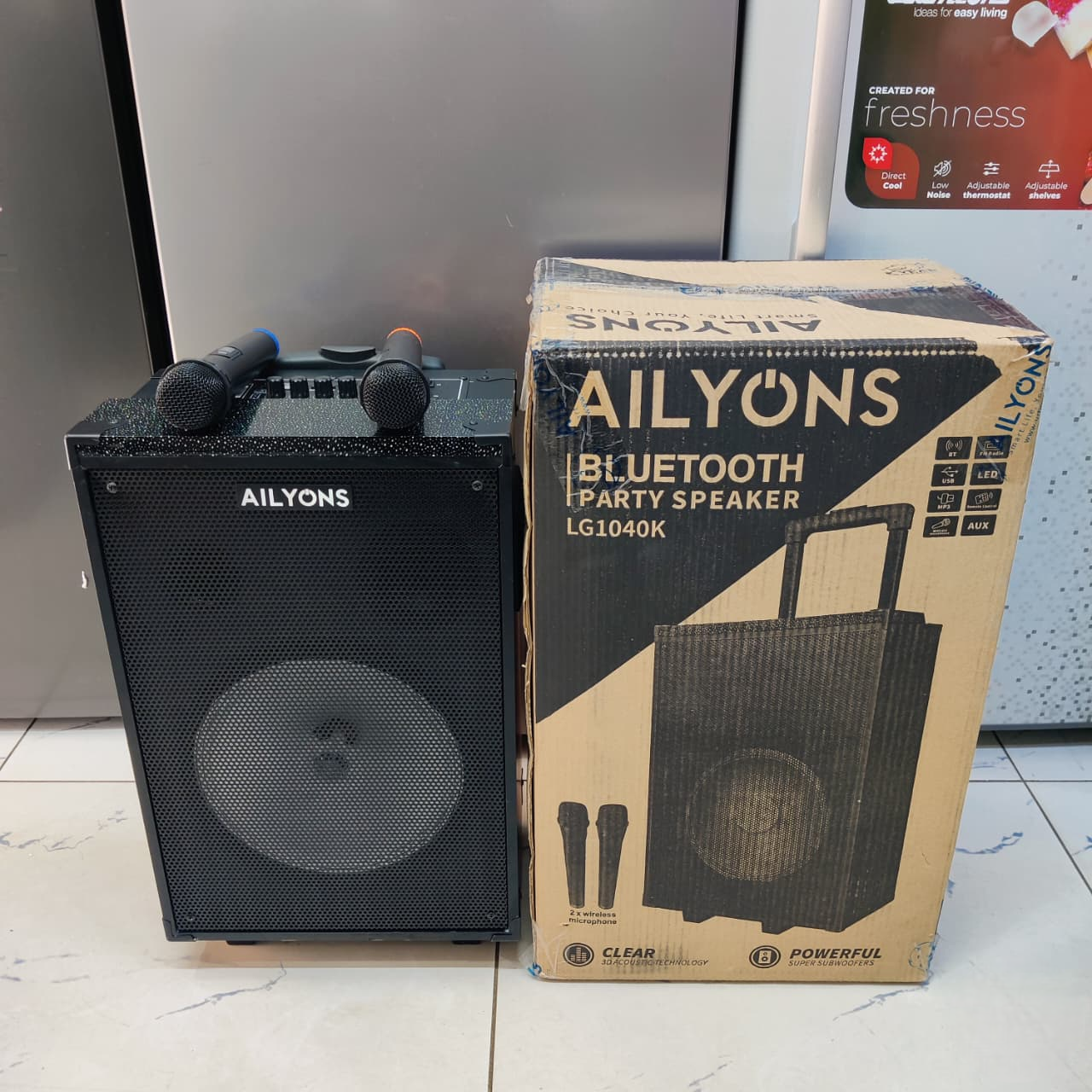 Ailyons Portable Party Speaker – 15", 12", & 10" Wireless Bluetooth Speakers for Home & Events. deliver powerful sound, deep bass, and versatile connectivity for parties, outdoor gatherings, or home.