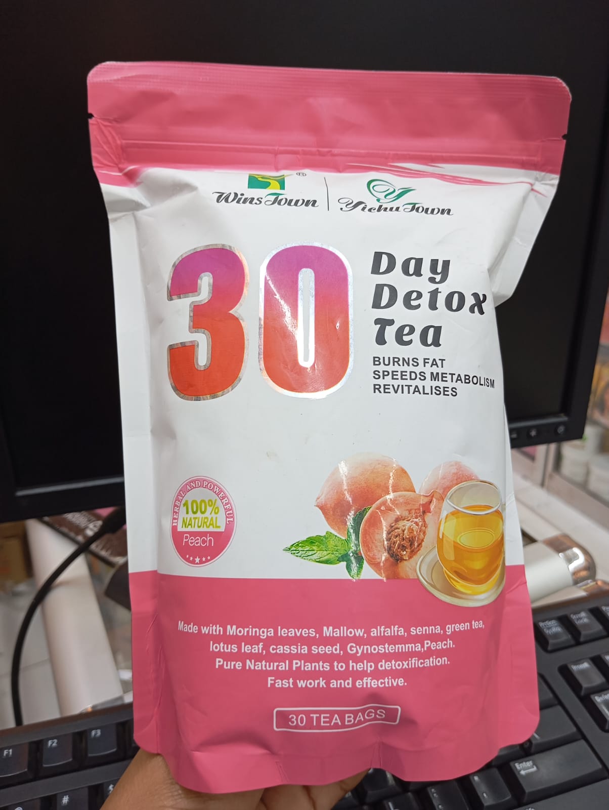 30 day Detox Slimming Tea Peach flavour  Boost metabolism Detox deep fat burner tea bag Weight Loss
