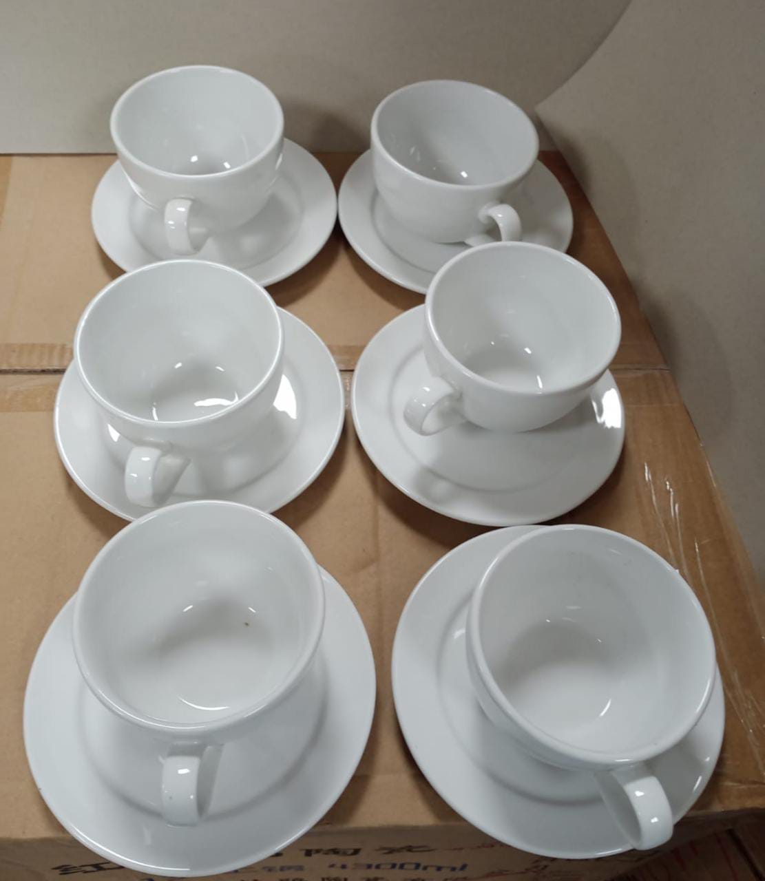 12Pcs Ceramic Cappuccino white 6pcs cups + 6pcs saucer Cup & Saucer Sets
