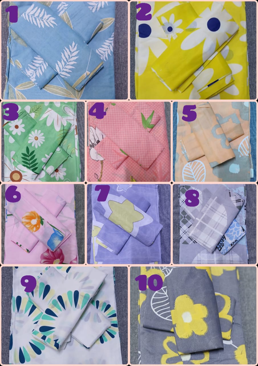 PROMOTION !! 4 set (2 bedsheet, 2 pillow case)Cotton Bed sheet (ASSORTED COLOURS) Size 5*6 Flat Sheets