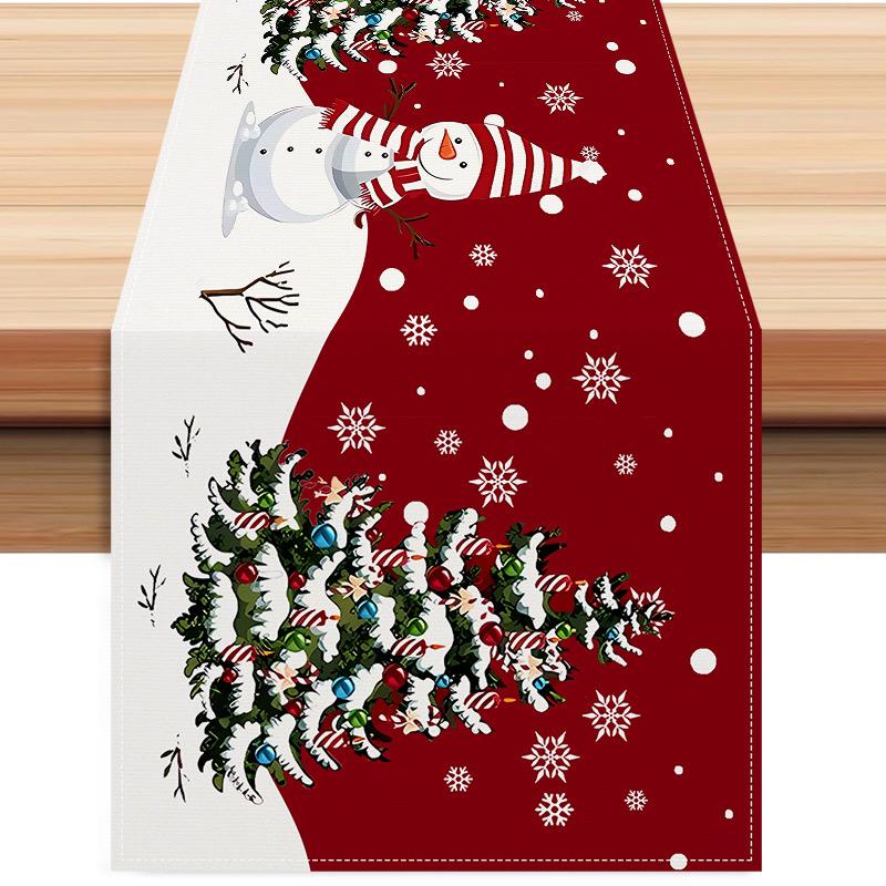 Assorted Christmas Table Runner Snowman Gnome Table Cloths Linen Table Runners Kitchen Dining Table  Runners for Home Dining Party Decor Size 33*200cms