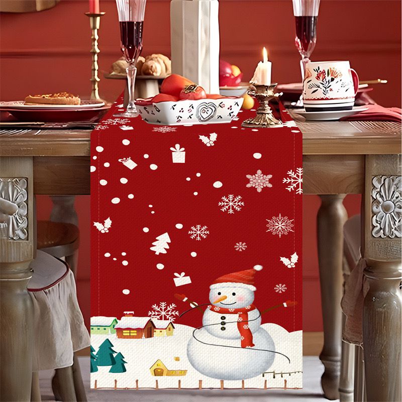 Assorted Christmas Table Runner Snowman Gnome Table Cloths Linen Table Runners Kitchen Dining Table  Runners for Home Dining Party Decor Size 33*200cms