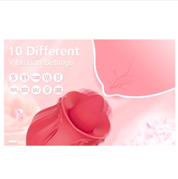 Rose Tongue Licking Vibrator Sex Toy Clitoral Sucker Clit Nipples Anal Stimulator Compact Adult Foreplay Solo Play Game Masturbation Gift for Women Ladies Couples Rose Tongue Licking Vibrator Sex Toy - image 8