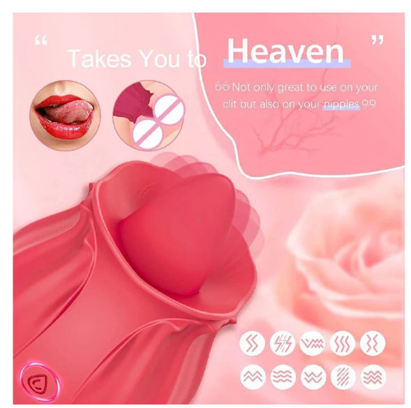 Rose Tongue Licking Vibrator Sex Toy Clitoral Sucker Clit Nipples Anal Stimulator Compact Adult Foreplay Solo Play Game Masturbation Gift for Women Ladies Couples Rose Tongue Licking Vibrator Sex Toy - image 10