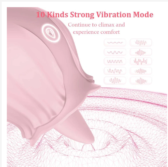 Rose Tongue Licking Vibrator Sex Toy Clitoral Sucker Clit Nipples Anal Stimulator Compact Adult Foreplay Solo Play Game Masturbation Gift for Women Ladies Couples Rose Tongue Licking Vibrator Sex Toy - image 11