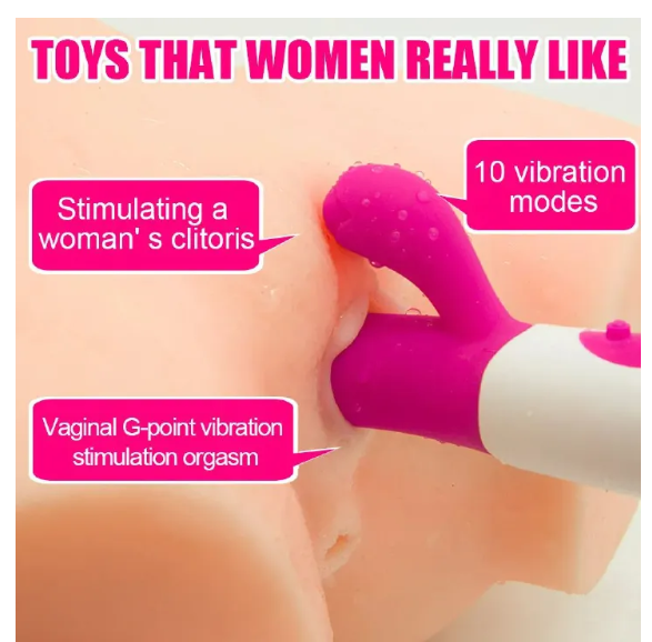 Sex Toy Woman 10 Modes Dildo Female Vibrator Sex Toy Personal Hand Held Powerful Massager Vibrator Wand Waterproof Multispeed Double Vibrator Rabbit G-Spot Clit Massager Female Adult Sex Toy Sex Toy W