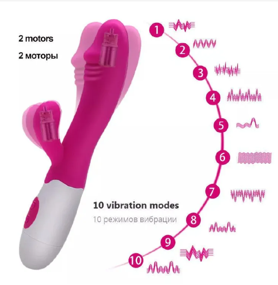 Sex Toy Woman 10 Modes Dildo Female Vibrator Sex Toy Personal Hand Held Powerful Massager Vibrator Wand Waterproof Multispeed Double Vibrator Rabbit G-Spot Clit Massager Female Adult Sex Toy Sex Toy W
