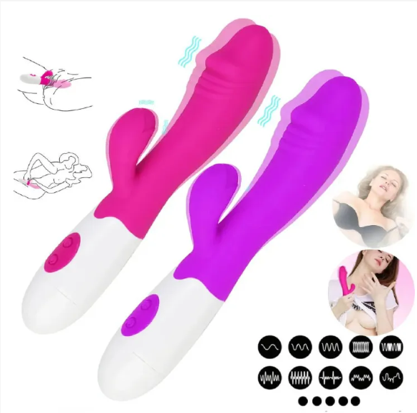 Sex Toy Woman 10 Modes Dildo Female Vibrator Sex Toy Personal Hand Held Powerful Massager Vibrator Wand Waterproof Multispeed Double Vibrator Rabbit G-Spot Clit Massager Female Adult Sex Toy Sex Toy W