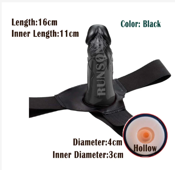2 Sizes Strap on Realistic Hollow Dildo Large Basic Options Adjustable Chastity Belt Harness BDSM Bondage Sleeve Vagina Anal Plug Adult Play Sex Fetish Toys for Lesbian Couple Women Men basic size