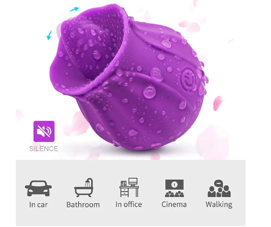 Rose Tongue Licking Vibrator Sex Toy Clitoral Sucker Clit Nipples Anal Stimulator Compact Adult Foreplay Solo Play Game Masturbation Gift for Women Ladies Couples Rose Tongue Licking Vibrator Sex Toy - image 3