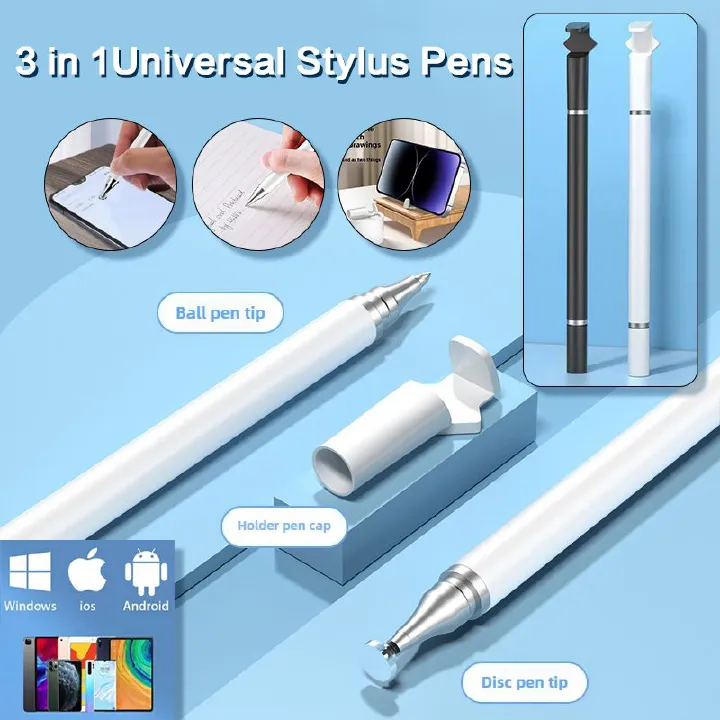 3 in 1 Universal Stylus Pens For Tablet Mobile Android ios Phone iPad Accessories Drawing Tablet Capacitive Screen Touch Pen Mobile phone holder 3 in 1 Universal Stylus Pens For Tablet Mobile Android