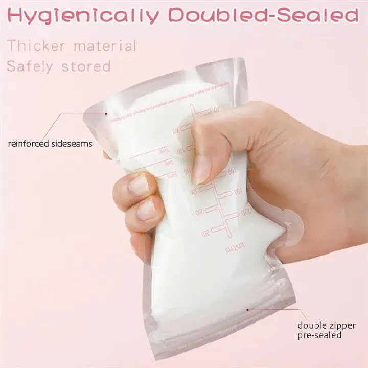 15Pcs Breastmilk Storage Bags for Breastfeeding Doubled Sealed Breast Milk Storing Bags BPA Free Self Standing Breastmilk Bags Baby Safe Feeding Bags