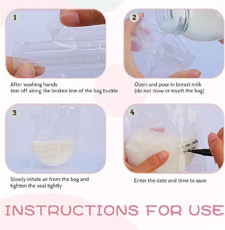 15Pcs Breastmilk Storage Bags for Breastfeeding Doubled Sealed Breast Milk Storing Bags BPA Free Self Standing Breastmilk Bags Baby Safe Feeding Bags