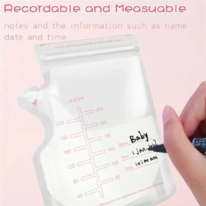 15Pcs Breastmilk Storage Bags for Breastfeeding Doubled Sealed Breast Milk Storing Bags BPA Free Self Standing Breastmilk Bags Baby Safe Feeding Bags
