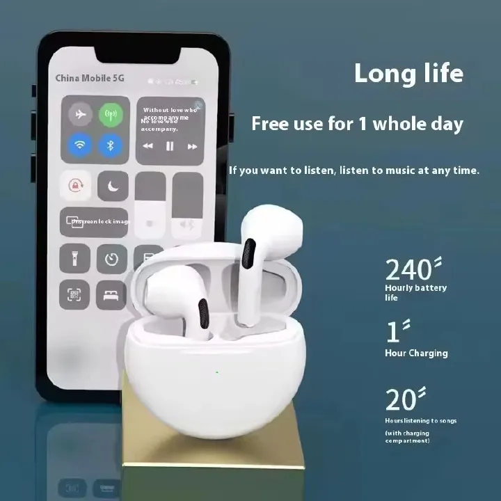 Bensoo Pro6 TWS Bluetooth Earpods Earphone Headphones Sport Eraphones Wired Eraphones Erapods Sport Earbuds pro Headset pods Bluetooth Earphones For All Smartphone Mobile phones Table Ear Bensoo Pro6