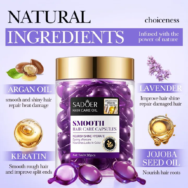 SADOER Moroccan Argan Oil Lavender Hair Conditioner Capsules Haircut Capsules SADOER Moroccan Argan Oil Lavender Hair Conditioner Capsules Haircut Capsules SADOER Moroccan Argan Oil Lavender Hair Cond