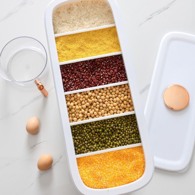 acrylic 6 compartments big capacity 12 kg cereal dispenser kitchen organizer