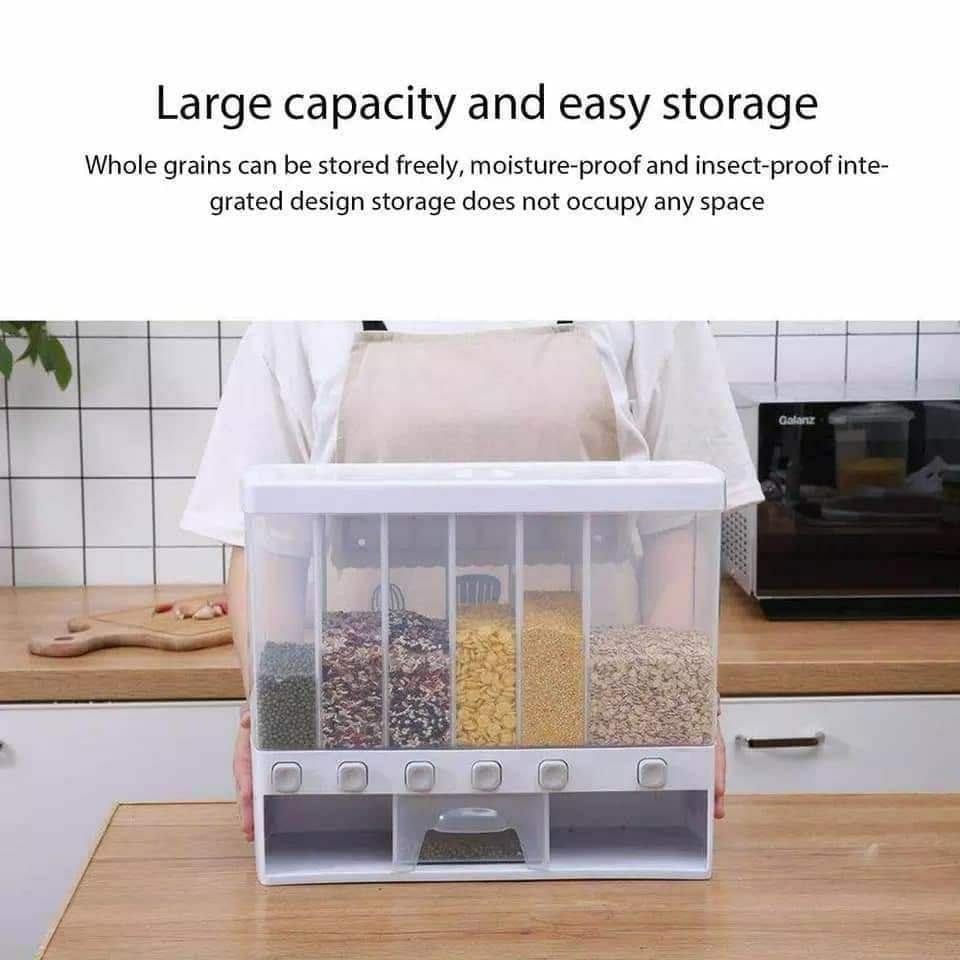 Classy 6 compartment cereals 10 L kitchen storage dispenser