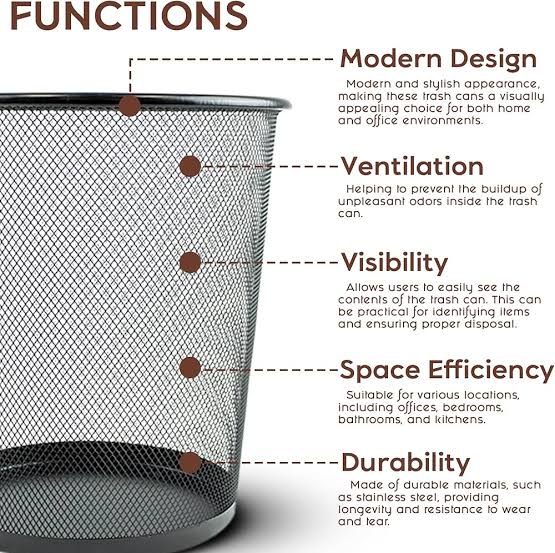 Classy 9L metallic mesh dust bin waste storage