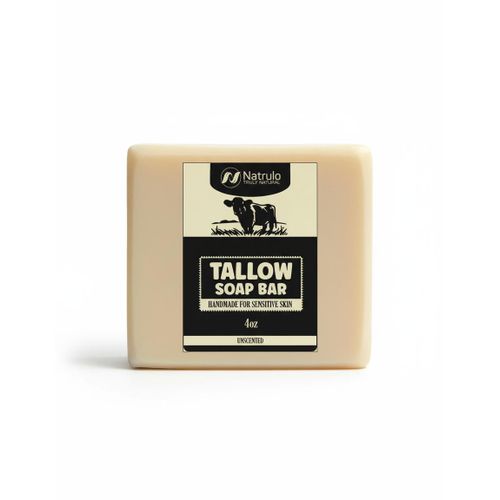 Beef Tallow Soap Bar – All Natural Grass Fed Tallow Soap Unscented – Moisturizing Face & Body Wash Great for Eczema, Dry, Itchy, Sensitive Skin – Handcrafted Bath Soap for Adults, Kids