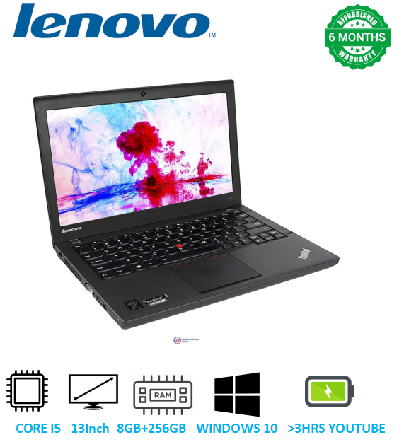 {Limited Offer} Refurbished Lenovo ThinkPad x240 | Intel Core i5 8gb Ram 256gb SSD storage | 12.5 Inches HD Screen Display Refurbished Laptop computer notebook Black  Laptops