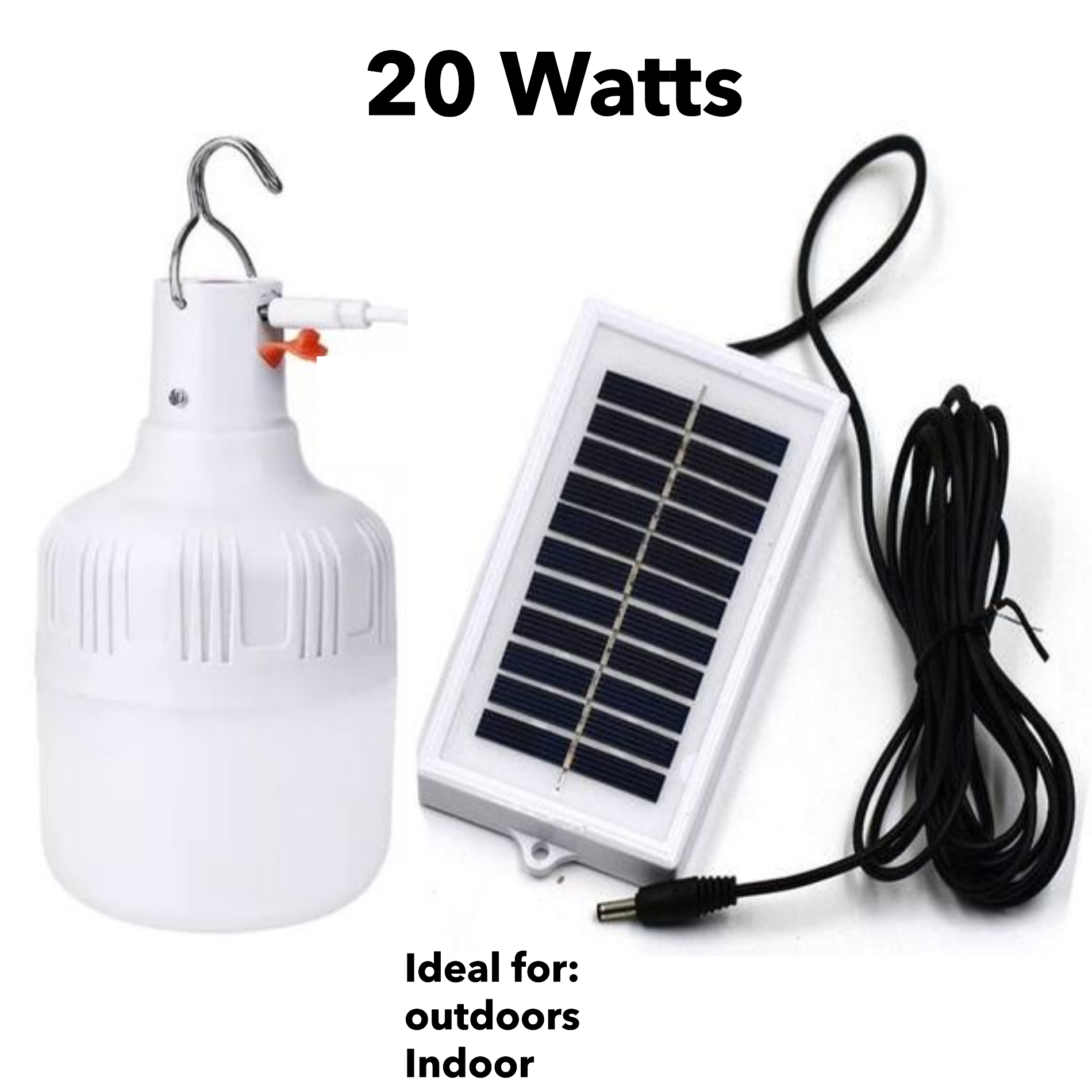DP Light 20-Watt Solar LED Rechargeable Bulb with USB and Panel