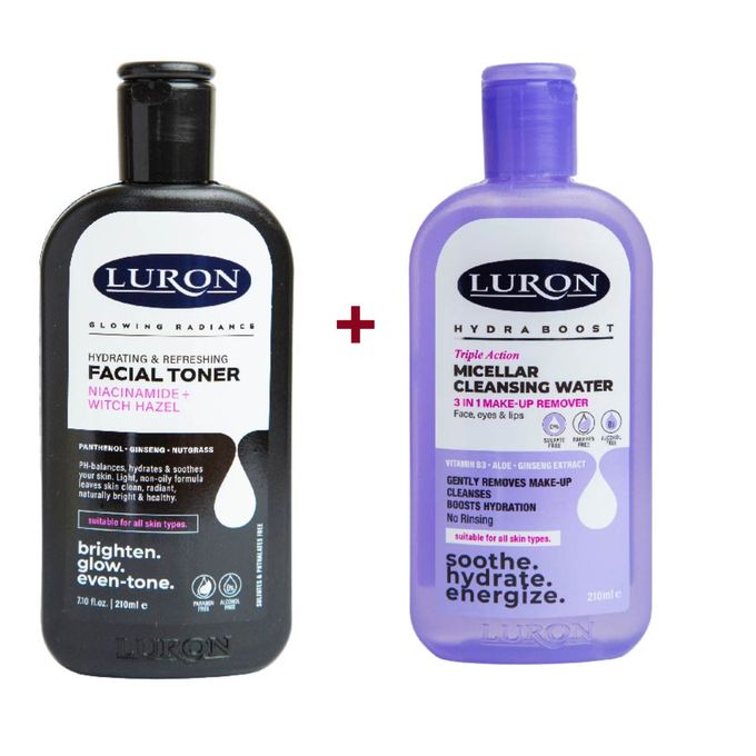 Luron Refreshing & Hydrating Facial Toner + Micellar Cleansing Water