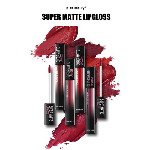 Kiss Beauty 4 Pcs Matte Lip Gloss Lipstick, MATTE Finish