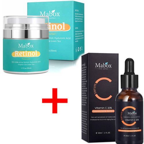 Mabox Vitamin C Face Serum + Mabox Retinol Moisturizer Cream