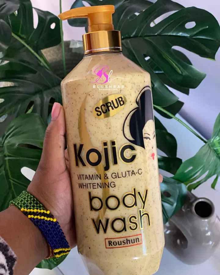 ROUSHUN Body Wash Kojic Vitamin C & GLUTA-C Whitening Body Wash Removes Acnes Clear Pimples Cleans and Hydrates Glow and Shine Kojic Scrub Shower Cream 1000 ml