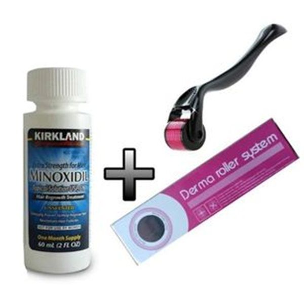 Free derma roller +Free Dropper + Men's Kirkland 5% Minoxidil solution for Hair Regrowth, Topical Hair Loss Treatment to Regrow Fuller, Thicker Hair, Unscented