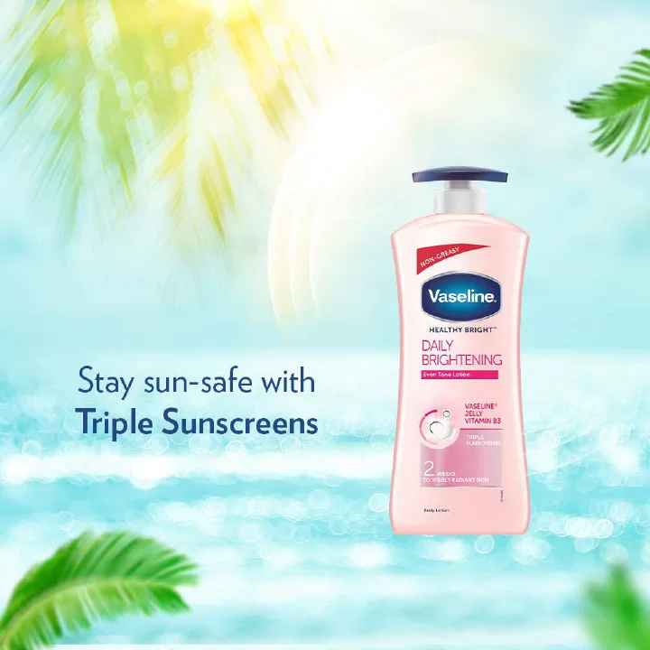Vaseline Daily Brightening Body Lotion 600 ml – Fast-Absorbing Hydration with Vitamin B3, Triple Sunscreen & Vaseline Jelly – Evens Tone, Restores Radiance & Repairs Dry Skin
