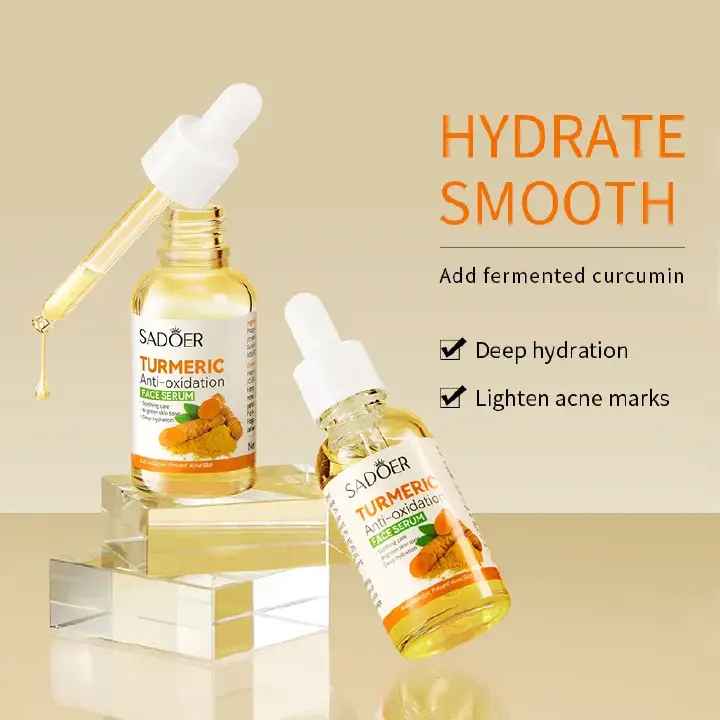 3 In 1 Set Sadoer Turmeric Soap Bar + Serum + Cream Skin Care for Shower, Smoothing and Cleanses Skin Face Wash Soap Face Serum, Face Wash Oily Skin Bar Soap for Face and Body (Serum Soap Se