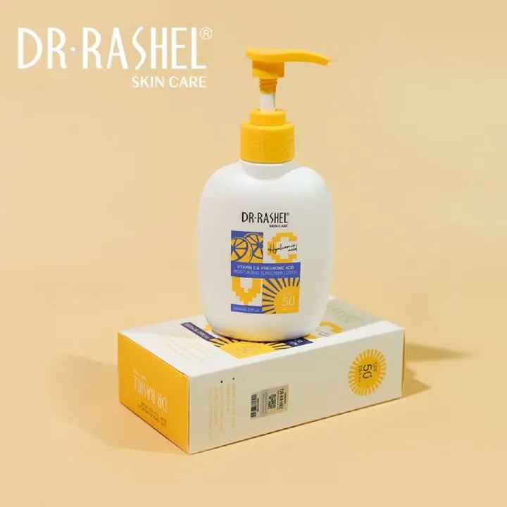 Dr. Rashel Vitamin C & Hyaluronic Moisturizing Sunscreen Lotion SPF 50 Sunblock Sun Protection Skin Care Cream Lotion