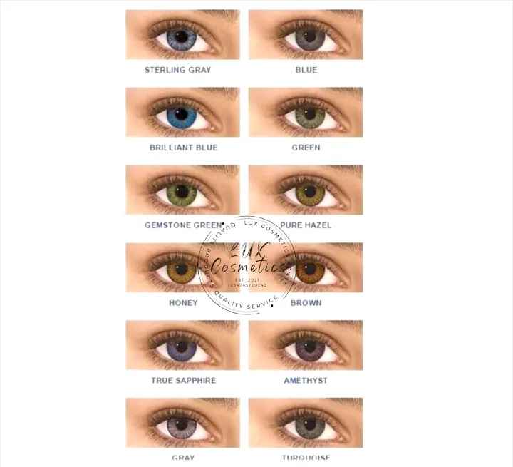 1 Pair Eye Contact Lens Cosmetic Aesthetic Use 0.00 Lens Color Blends Eye Contacts (Blue Green Grey Brown Honey Turquoise Amethyst Pure Hazel True Sapphire Sterling Gray Brilliant Blue Gemstone Green)