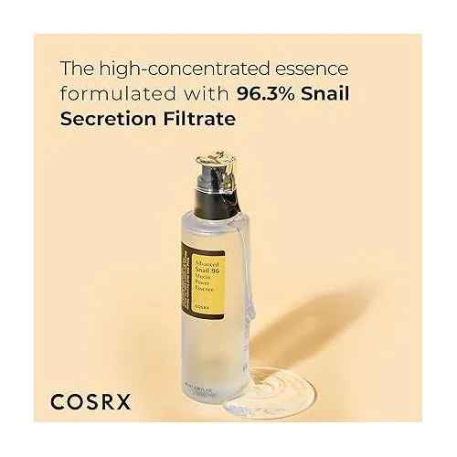 COSRX Advanced Snail 96 Mucin Power Essence. Deeply Moisturizes, Fades Dark Spots, Scars, Glows, Prevent Skin Aging, Hydrates, Glows & Remove Dull & Rough Skin