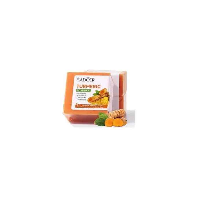 SADOER 3 Pieces Turmeric Face Soap, Sadoer Tumeric SoapLike Vitamin C, Anti Acne Soap, Skin Moisturizing, Deep Cleansing, Acne Removal, Skin Repair Face & Body Tumeric Soap