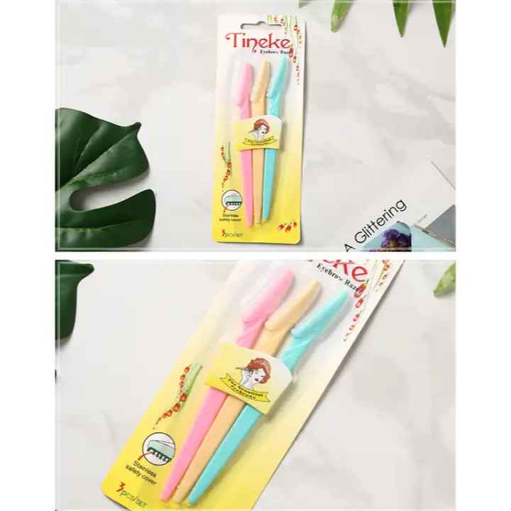 3Pcs Tinkle Eyebrow Razor Shaper Facial Fine Hair Cutter Trimmer Eye Brows Styling Stainless Steel Blade