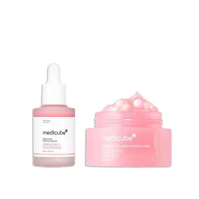 Medicube PDRN Pink Peptide Serum and Medicube PDRN Pink Collagen Capsule Cream