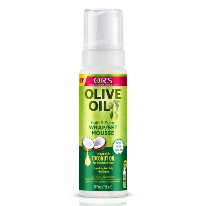 ORS Olive Oil Hold & Shine Wrap/Set Mousse with Coconut Oil Tames Frizz, twists and defines curls