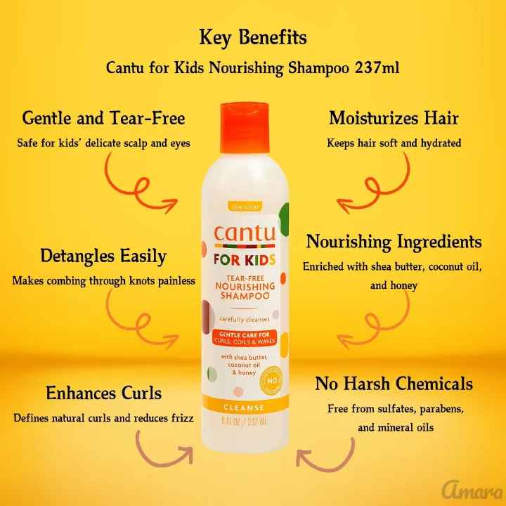 CANTU care for kids complete Curly Hair Products Bundle – Cantu Kids Leave-In Conditioner, Nourishing Cantu Shampoo, Conditioning Detangler Spray & Wide-Tooth Comb for Easy Styling & Healthy Curls