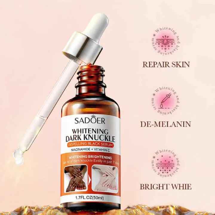 SADOER Dark Knuckles Whitening Brightening Serum Elbows,Knees, Fingers Hand Whitener Fingers Brighten Moisturize Black Dark Skin Spot Lighten Stains Remover Essence Products
